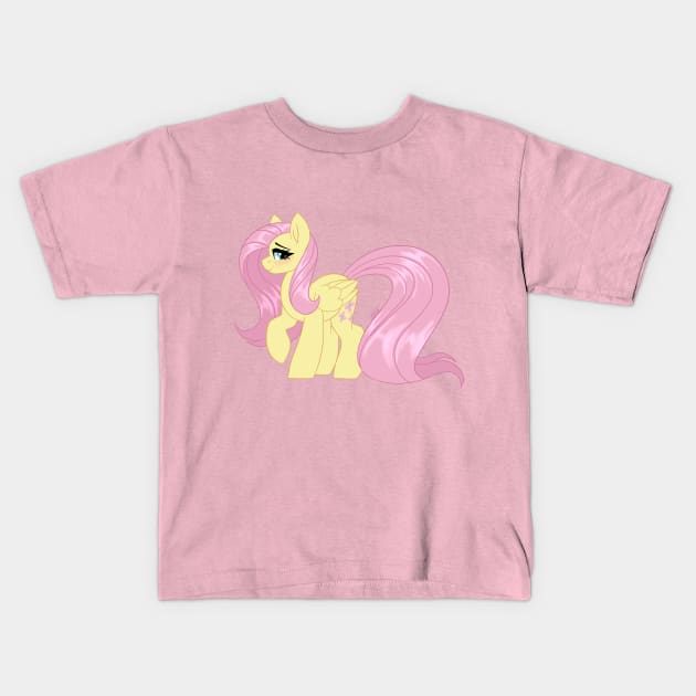 Gleeful Fluttershy Kids T-Shirt by Marie Oliver